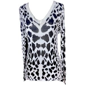 JOHN + JENN Animal Print V-Neck Sweater